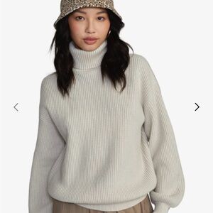 RVCA Vineyard - Turtle Neck Jumper Sweater Ribbed Oatmeal Heather Size XS